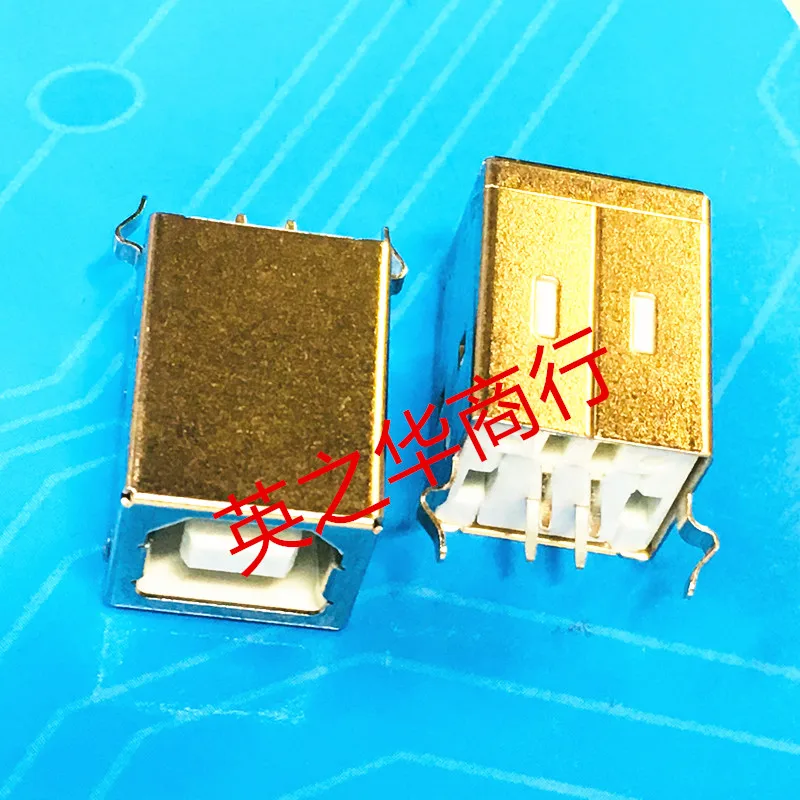 30pcs orginal new USB 2.0 connector B female BF180 degree straight plug angle with back plug printer interface