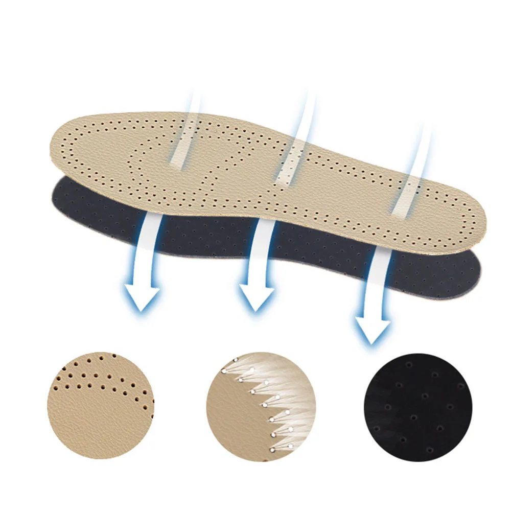 

2Pairs Insoles Breathable Cowhide Odor Resistant Shock Absorption Sports Shoe Pads Size 39-41 Insoles