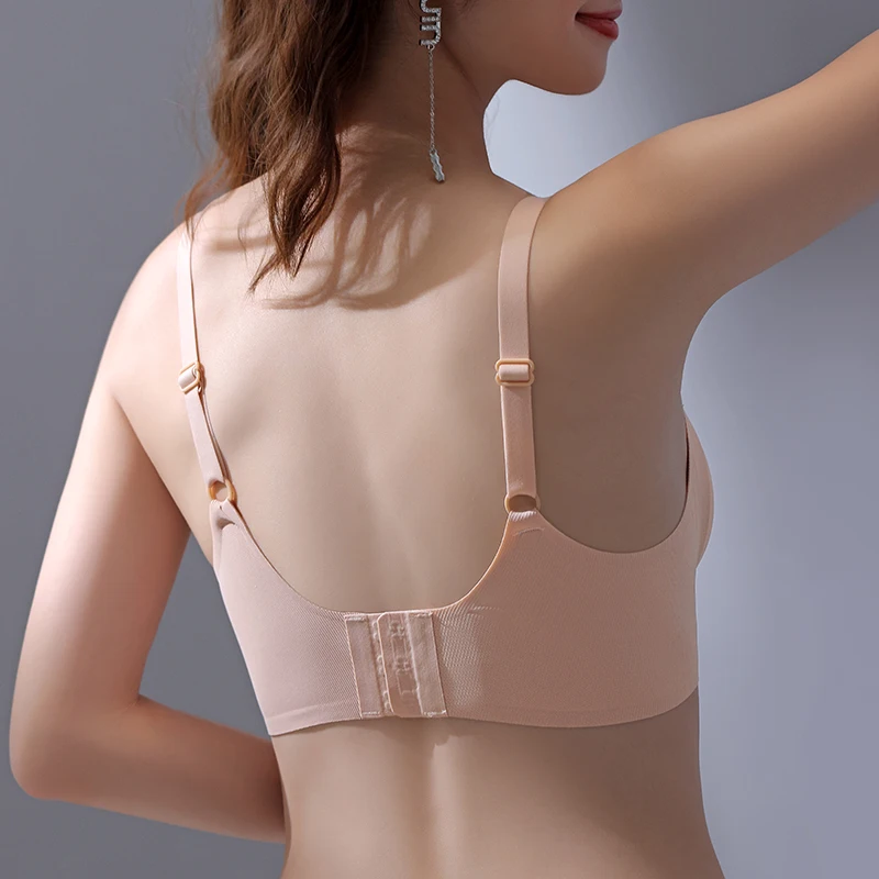 Upgrade Soft Support Strips Skin-friendly Women Underwear Close-Fitting No Steel Ring Gathered Up Beautiful Back Latex Cup Bra