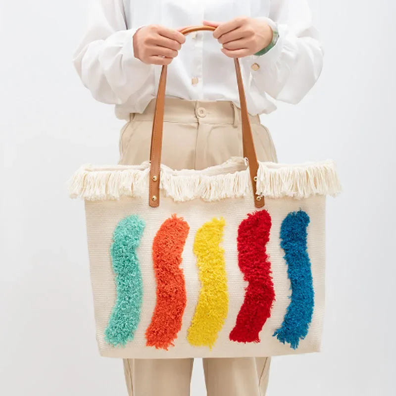 

Женская большая сумка премиум-класса, парусиновая сумка - большая вместительная сумка на плечо и ручке для ежедневных поездок, трендовый дизайн 2023.