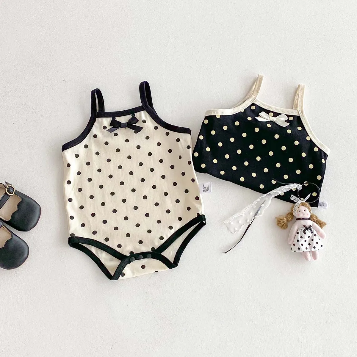 Ircomll 2pcs Summer Newest Sleeveless Baby Rompers Cute Bow Print Onesie Thin Soft Breathable Bodysuits Casual Infant Jumpsuits