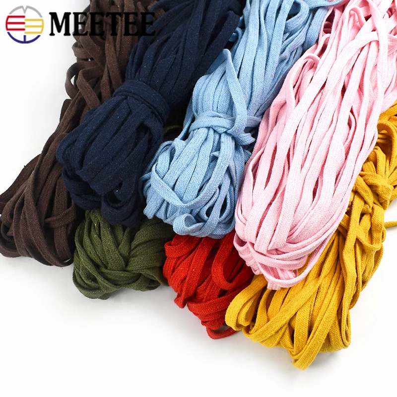 10-30 متر 10 مللي متر حبل القطن الملون شقة جوفاء الحبل السراويل الرياضية الخصر الرباط ديكور رباط الحذاء DIY بها بنفسك الملابس والاكسسوارات #4