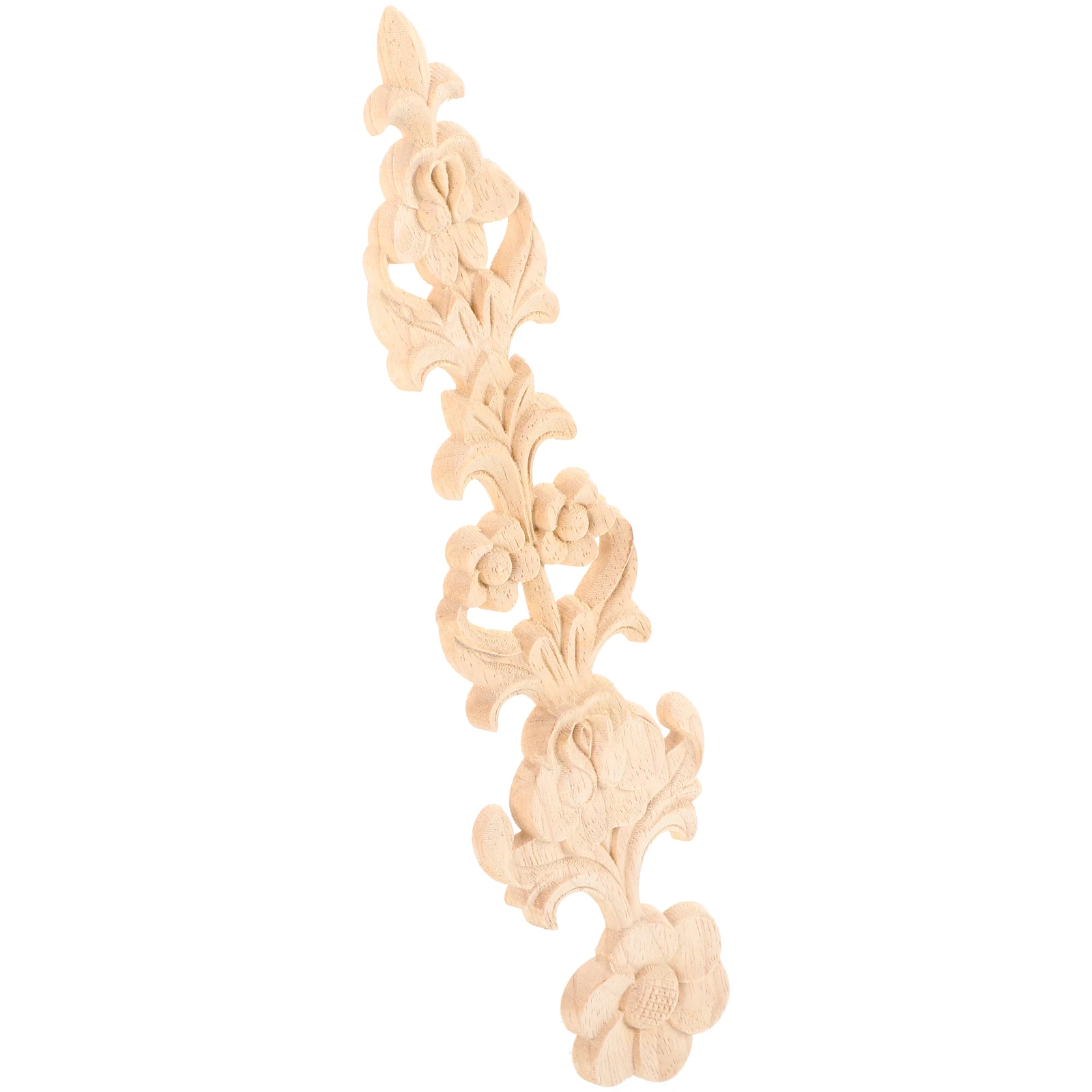 

Wooden Carved Applique 28x6cm Traditional Decorative Overlay for Furniture DIY Home Chic Onlay Petals Long Durability