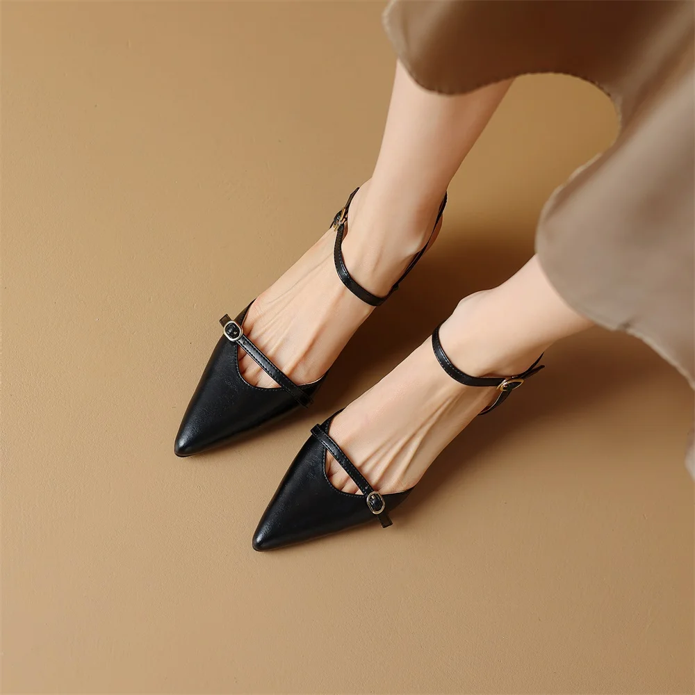 Taoffen Summer Modern Sandals For Women Pointed toe Thin Heels High Heels Ankle Strap Buckle Ladies Shoes Female Elegant Shoes