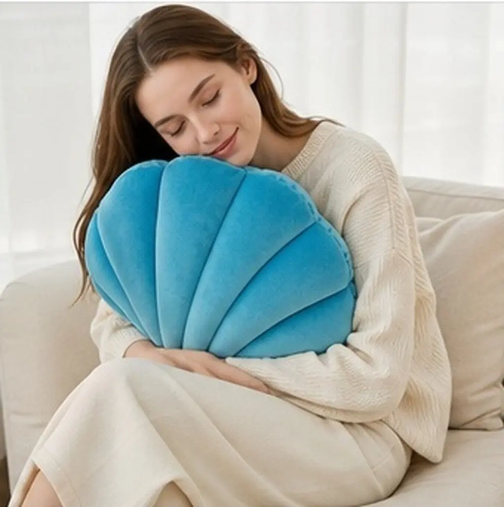 1Pcs Extraordinary Shell Shaped Throw Pillow Comfortable Lean on Soft Touch PP Cotton Filling Back Cushion for Sofa Car Interior