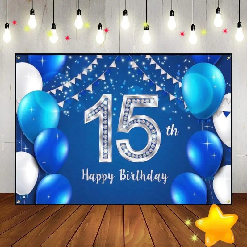 Happy 15th Birthday Red Green Screen Background Vintage Game Machine Princess Gender Reveal Party Baptism Backdrop Balloon Boy