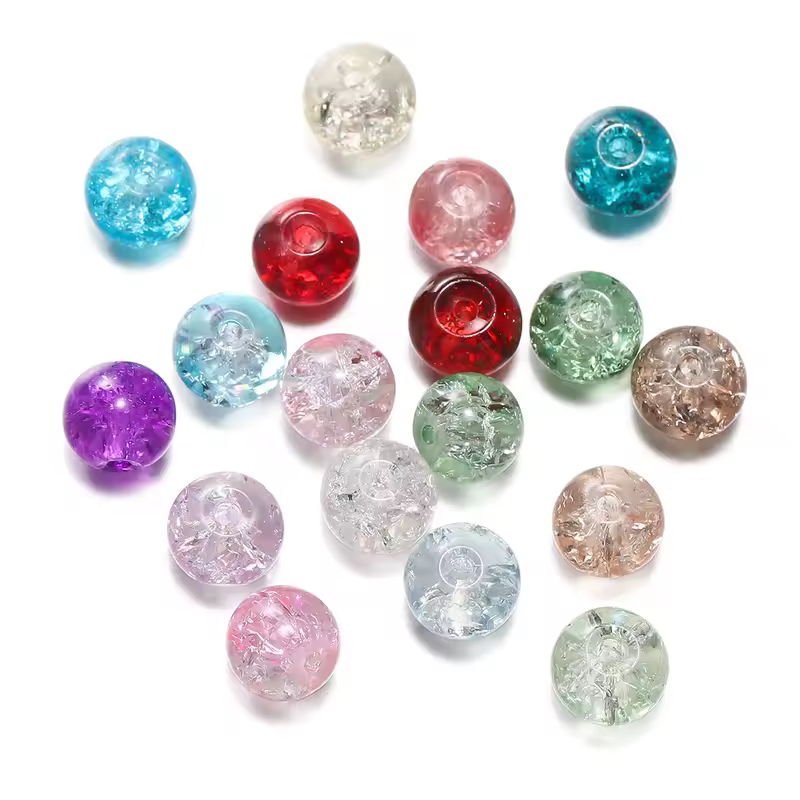 50/100pcs 8mm Glass Crackle Beads Loose Spacer Beads for Jewelry Making DIY Handmade Earrings Bracelets Necklace Accessories - Image 4