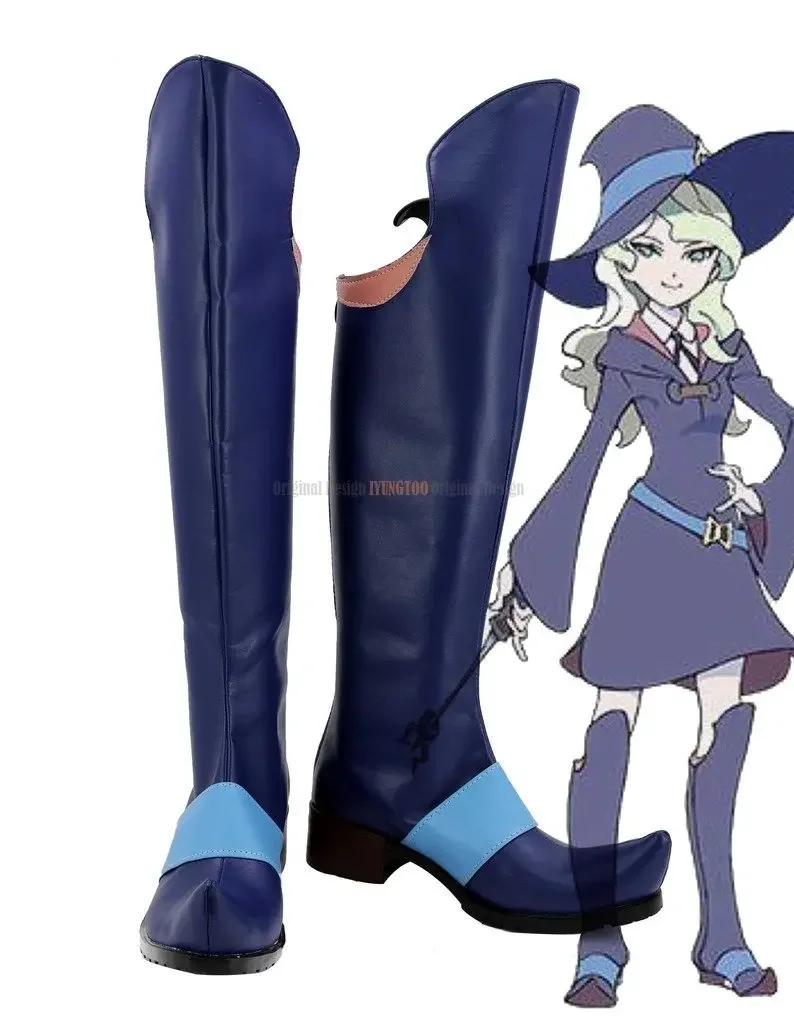 Diana Cavendish zapatos Cosplay pequeña bruja Academia Diana Cavendish Cosplay botas zapatos azules hechos a medida en cualquier tamaño