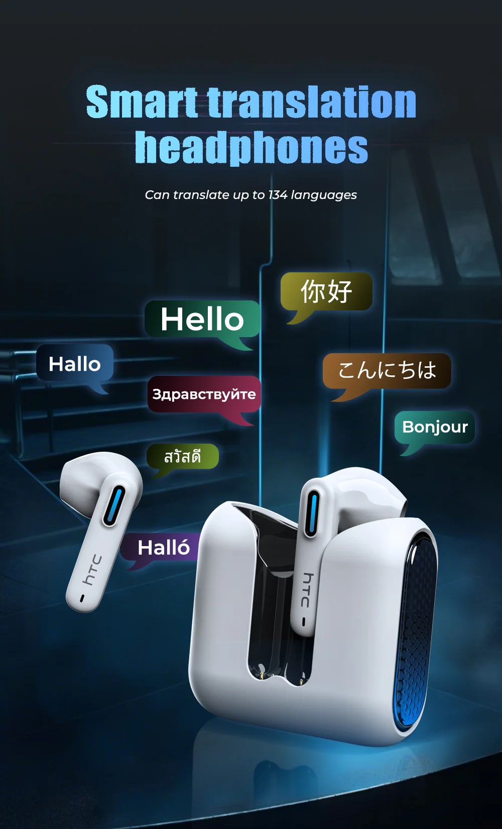 Übersetzer-Kopfhörer 2026 HTC NE49 KI-Echtzeit-Übersetzung BT6.0 TWS Gaming HiFi Bass IPX5 – Detail 17