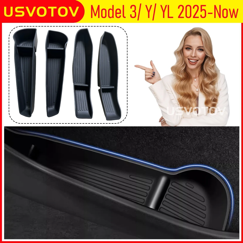 USVOTOV Schowek boczny do drzwi samochodu, organizer na akcesoria, kosz na śmieci do Tesla Model Y Juniper, Model 3, Model YL (roczniki 2025, 2026)