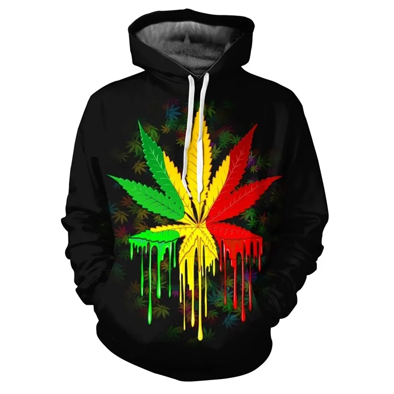 Fashion Weeds Leaf  Pattern Hoodies Fashion Streetwear Long Sleeve Hip Hop 3D Printed Sweatshirt Mens Trend Casual Pullovers