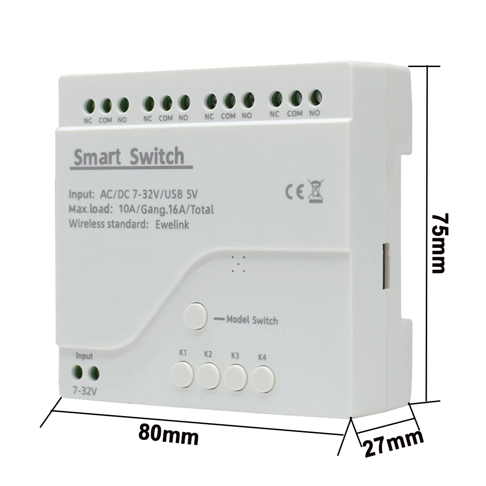 eWelink 4 Channel WIFI Smart Switch Relay Receiver APP Remote Control,Inching ,Self-lock ,Inter-lock,Works with Alexa