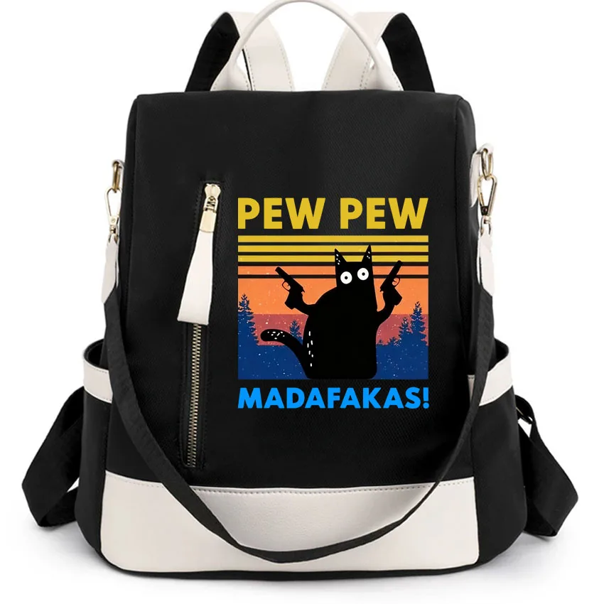 

Женская модная сумка-рюкзак через плечо Pew Pew Madafakas, многофункциональная сумка с принтом, подходящая для различных случаев.