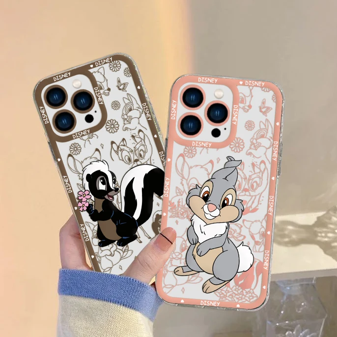 Thumper Cute Bambi Phone Case For iPhone 15 14 13 12 Mini 11 Pro Max XR XS 6 6S 7 8 SE20 Plus Soft Silicone Transparent Cover