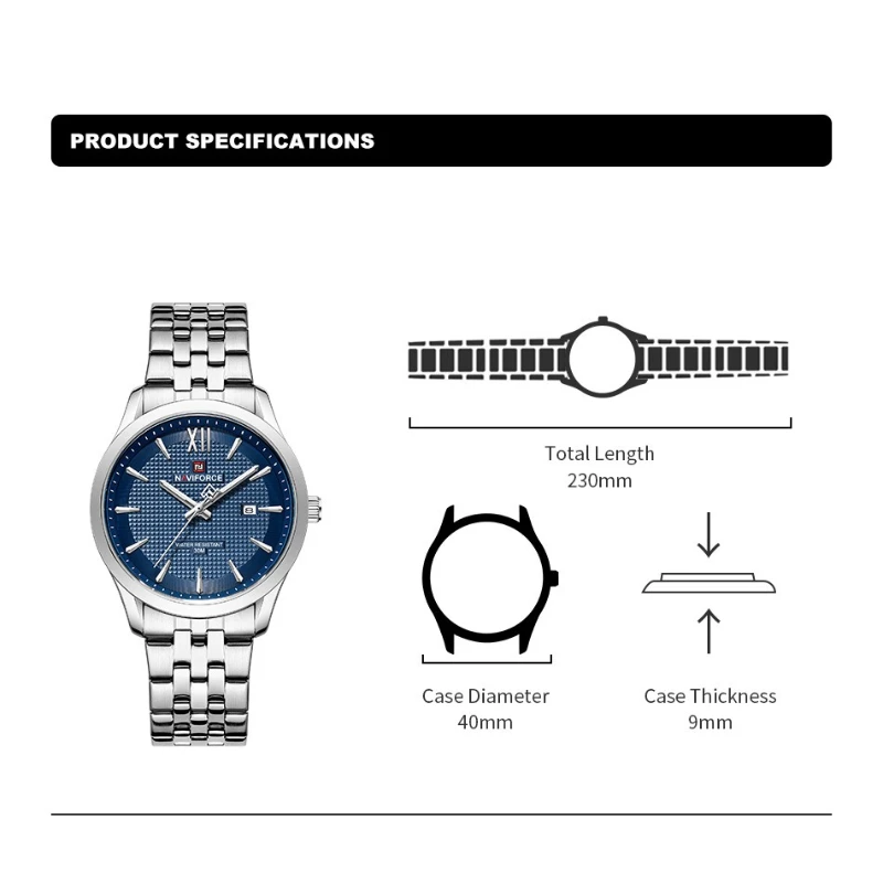 New Style NAVIFORCE Men's Luxury Sports Watch Top Brand 30m Waterproof Stainless Steel Band Date Calendar Feature for Active Men