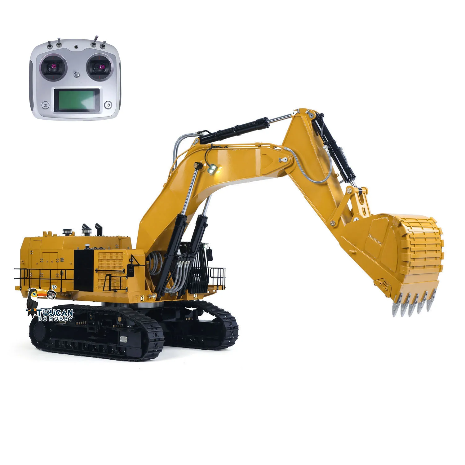 6015B 1/14 RC Hydraulic Excavator Heavy Duty Machine Remote Control Metal Digger Model Lights Liquid Crystal Display Trucks Toy