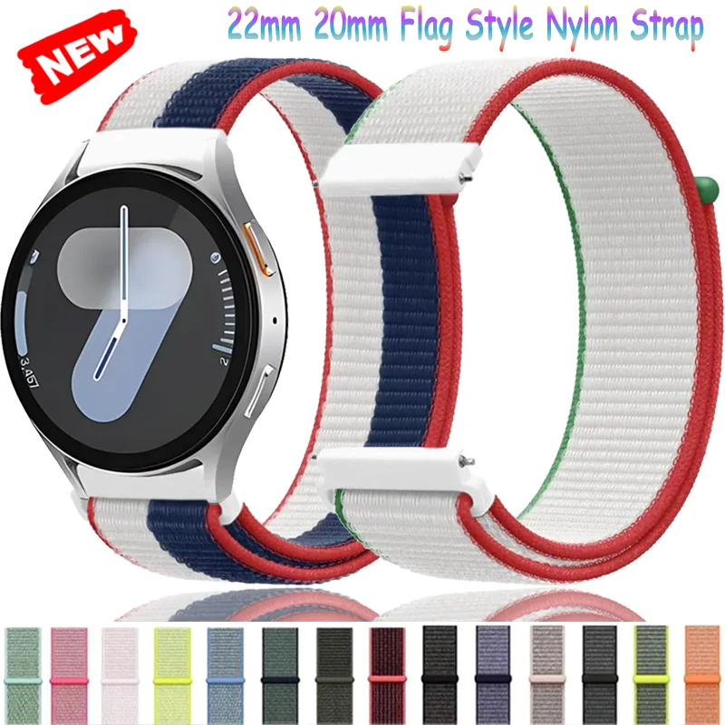Huawei Watch 5 GT5-4 Pro、Amazfit Bip/Active/Balance Flag対応、Galaxy Watch 7 6 5 4用、22mm 20mmナイロンストラップ、46mm対応