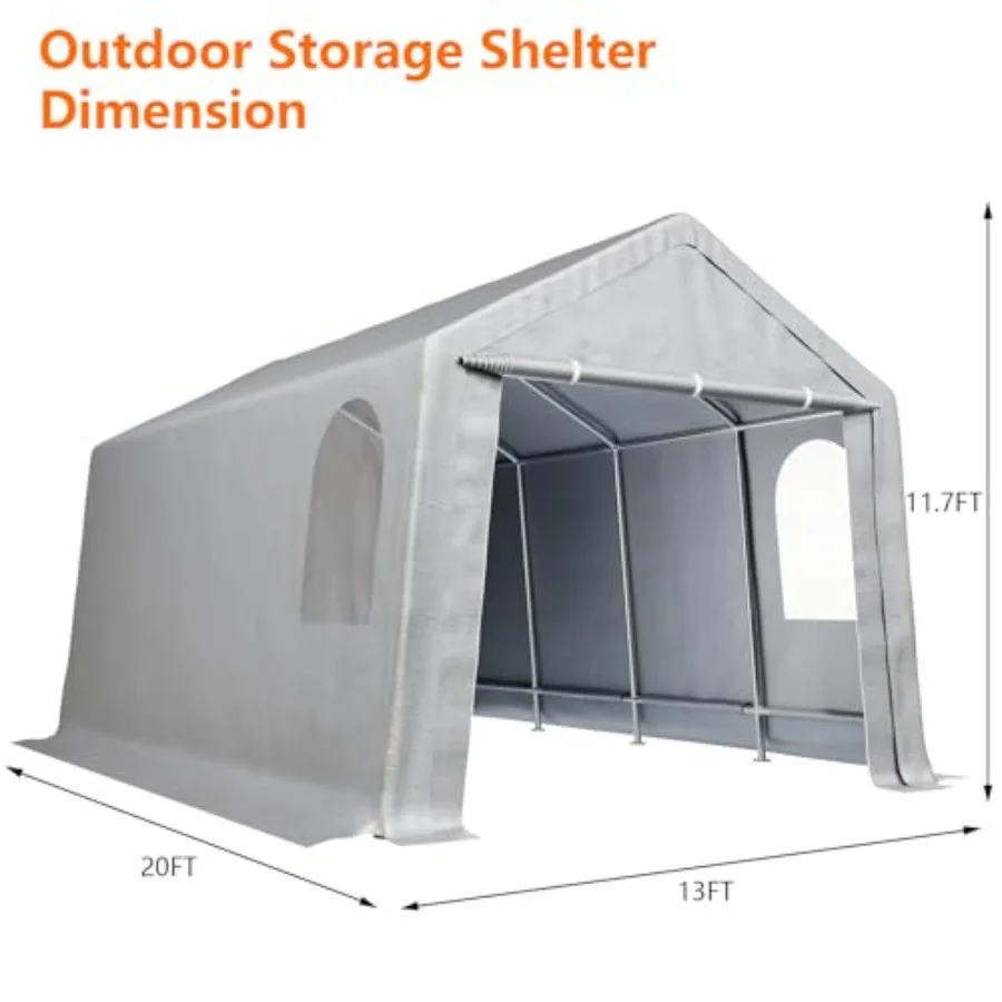 Feet Carport, Outdoor Car Canopy with Roll-Up Zipper Door, Portable Garage Kit Tent, Heavy Duty Waterproof UV Resistant Shelter
