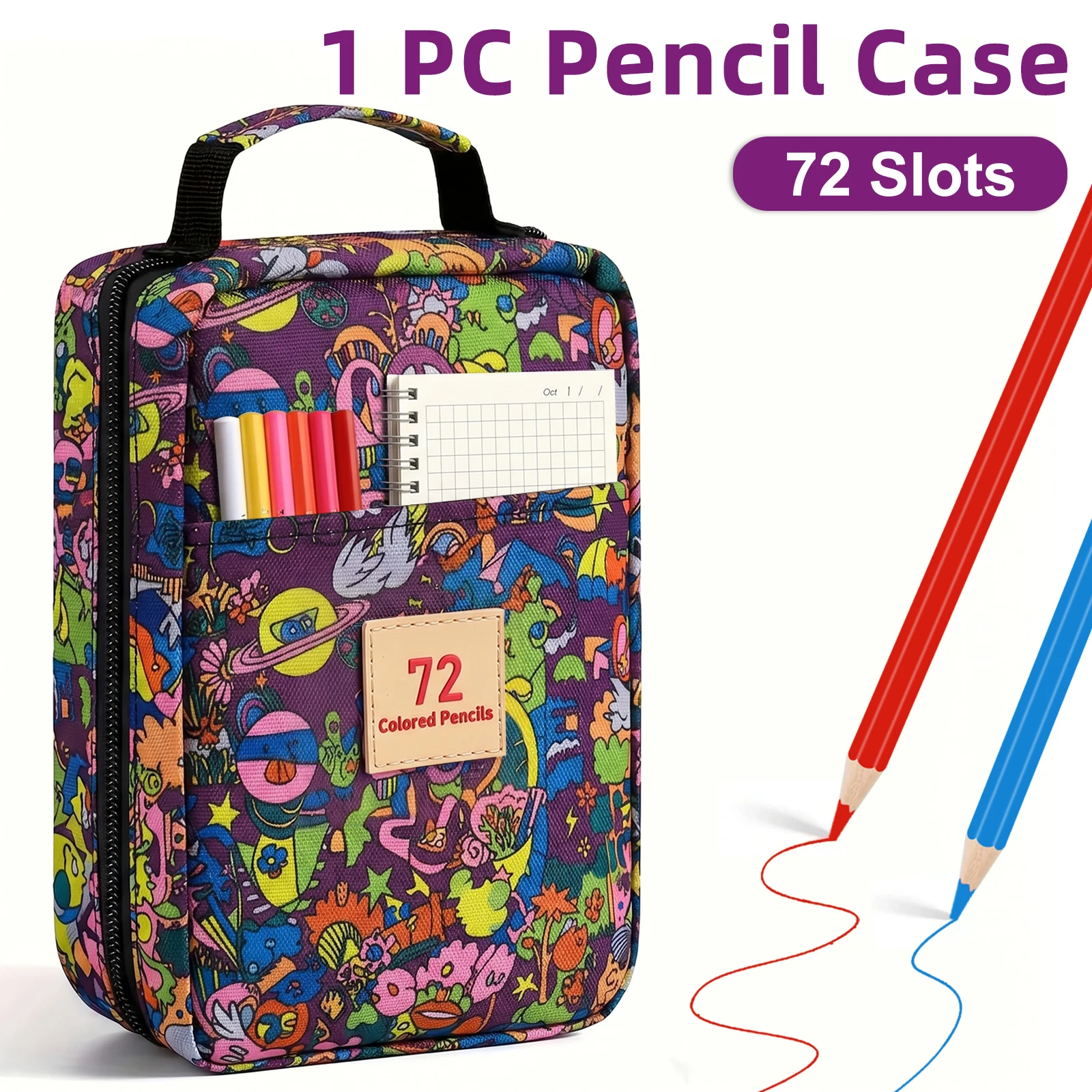 1pc 72/120/260-Slot Colored Pencil Case,with Zipper Closure,Multilayer Organizer for Artists,Pencil,Making It Portable