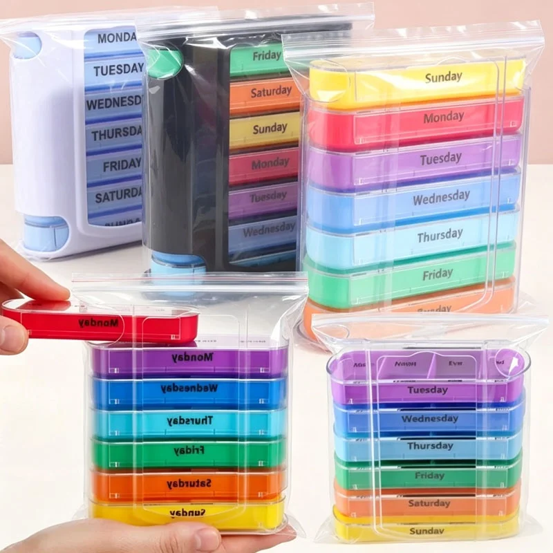 Weekly Pill Case Pillbox 7 Days Medicine Tablet Box Portable Travel Drugs Storage Organizer Secret Compartments Pill Box