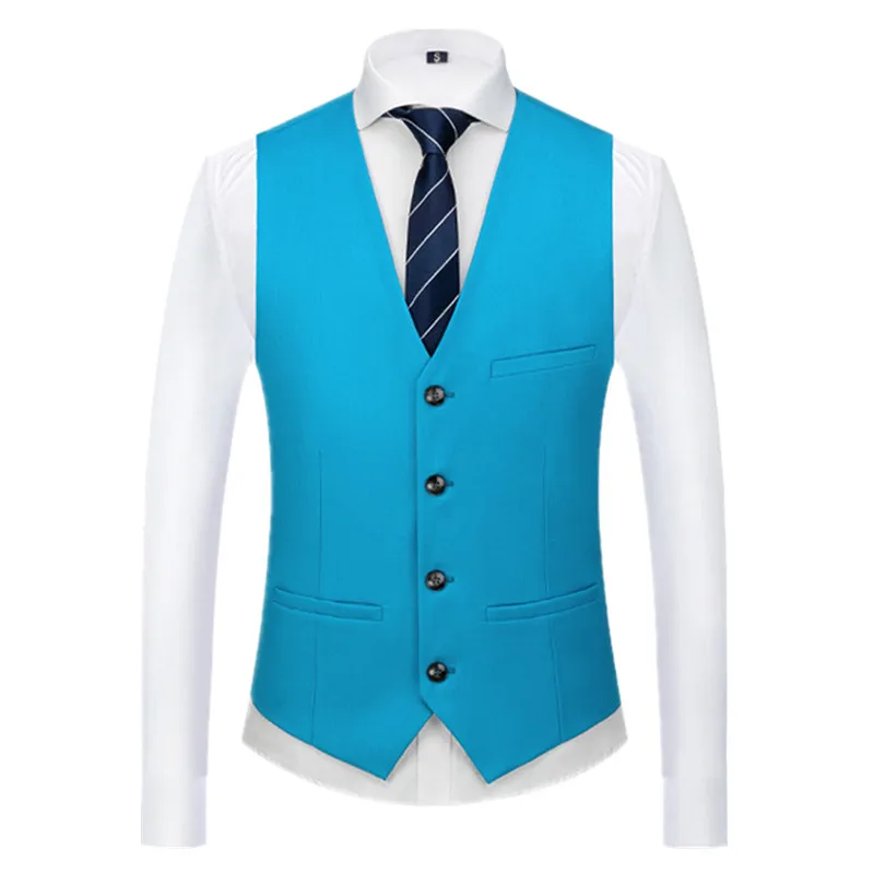 Pure Color Formal Suit Vest Black Red British Style Men Business Social Party Wedding Groom Dress Waistcoat Homme Slim Fit Top