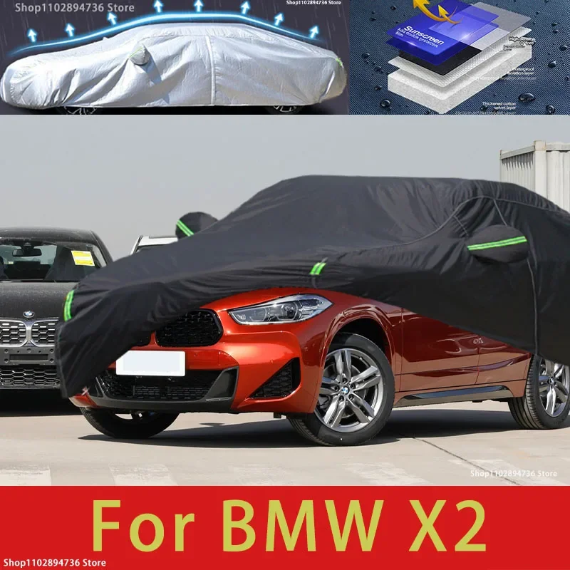 

For BMW X2 fit Outdoor Protection Full Car Cover Snow Covers Sunshade Waterproof Dustproof Black Car Cover