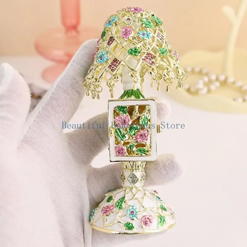 U4LF Metal Table Light Jewelry Case with Delicate Detail Alloy Texture for Table