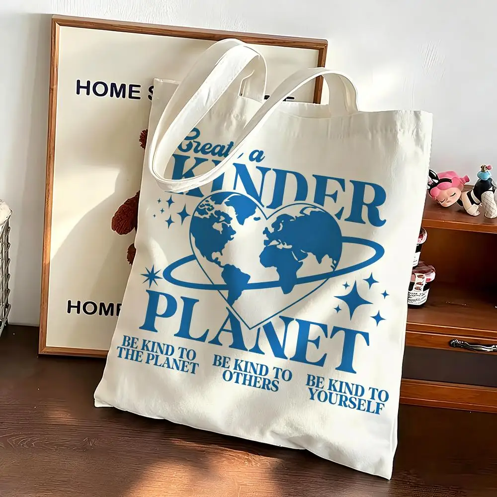 Eco Art E-Earth Day Graphic Pack Storage Bags Canvas bags are suitable for going to class, shopping, gifts, and commuting
