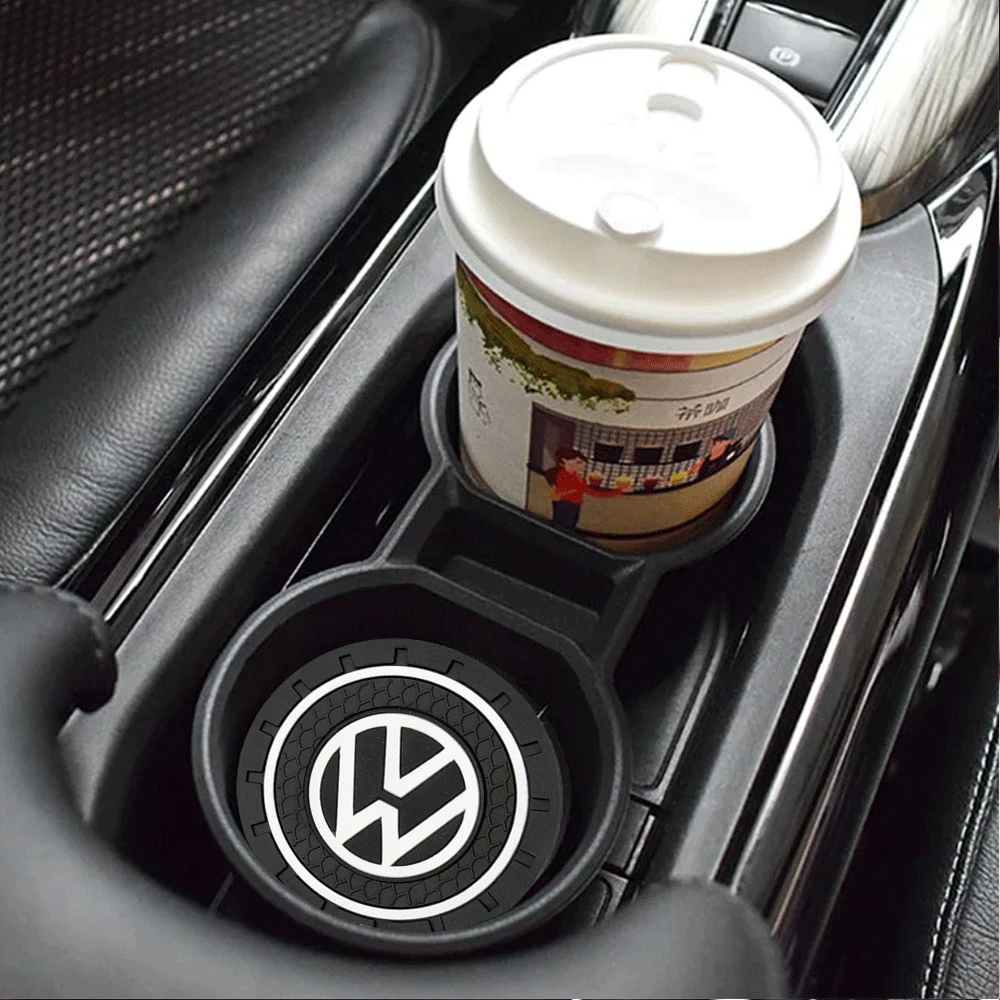 1/2pcs Car Water Cup Waterproof Non-slip Silicone Coasters For Volkswagen VW Golf Caddy Scirocco Beetle Touran Rline Polo GTD R
