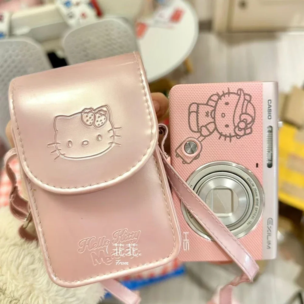 MINISO New Mini Hello Kitty Ccd Camera Storage Bag Cute PU Leather Crossbody Bag Suitable for Sony Black Card M7 Card Machine