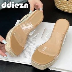 Transparent Ladies High Heels Platform Footwear Heels Slides Women Pumps Wedges Fashion Shoes Sandals Slippers Female Shoes