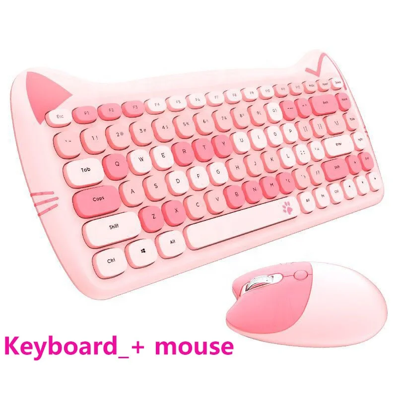 Ensemble clavier et souris sans fil en forme d'animal de compagnie, 2.4GHz, 84 touches, 1600DPI, pour jeu à domicile, bureau, clavier et souris