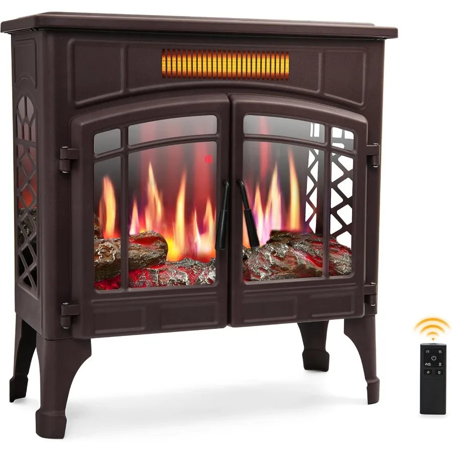 

Electric Fireplace Heater Freestanding Stove Heater with 3D Realistic Flame Effect Fireplace Stove Overheat Safety Protection f