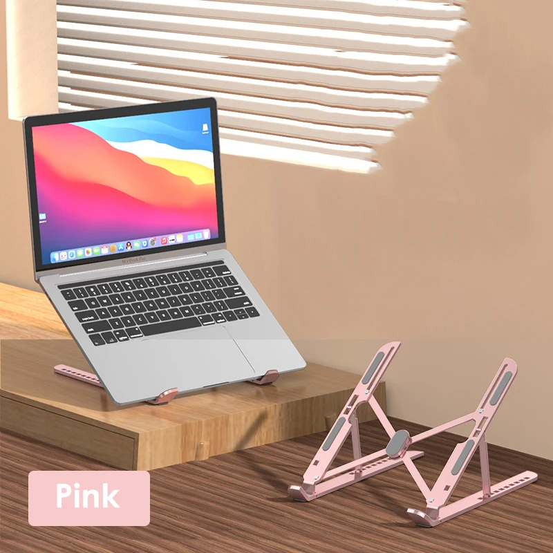 Aluminum Alloy Laptop Stand Bracket 10-levels Adjustable Foldable Notebook Holder Lifting Cooling Non-slip Laptop Computer Stand