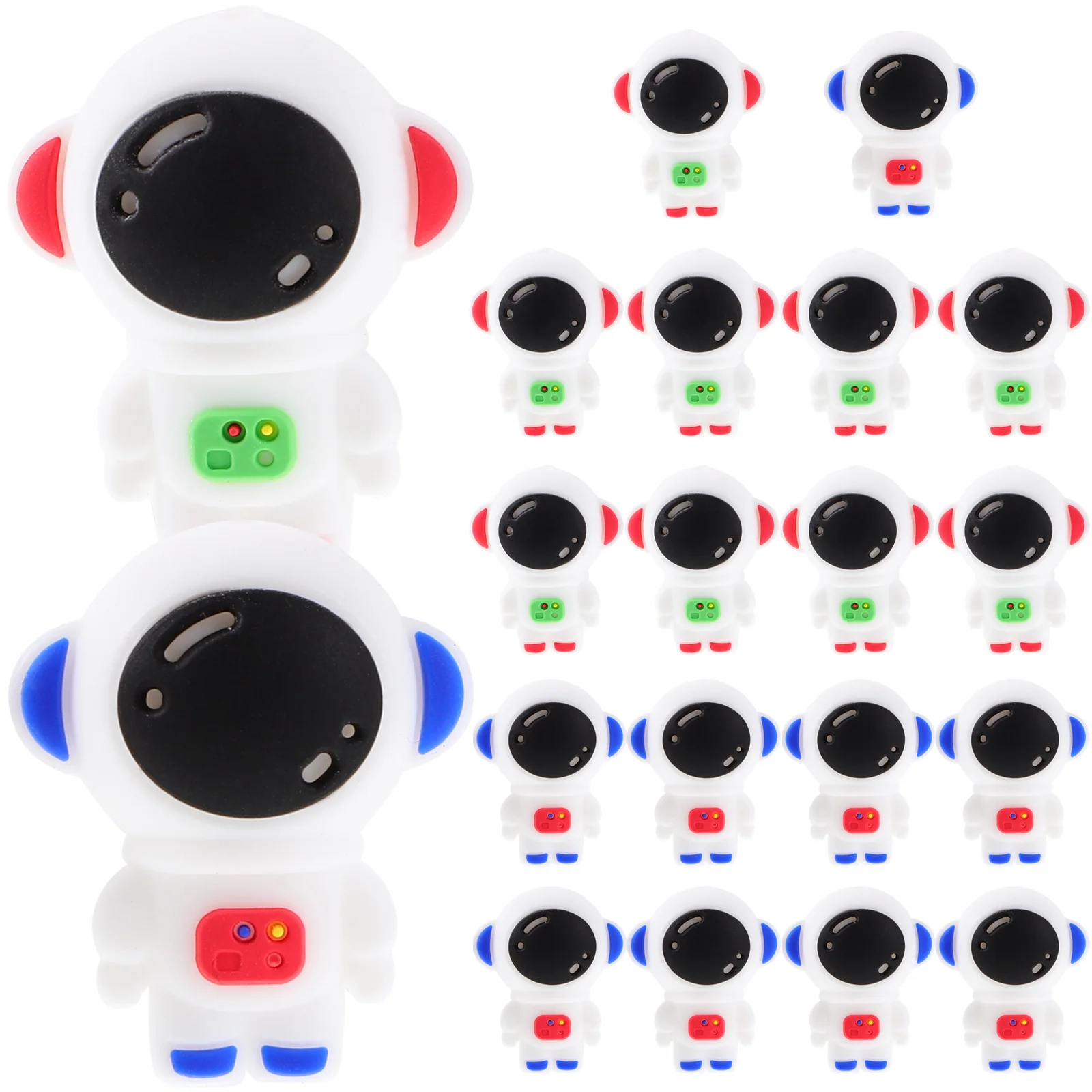 

20pcs Astronaut Silicone Beads Necklace Bracelet Earrings Keychain Blue Red DIY Craft Cartoon Spacer Jewelry Making