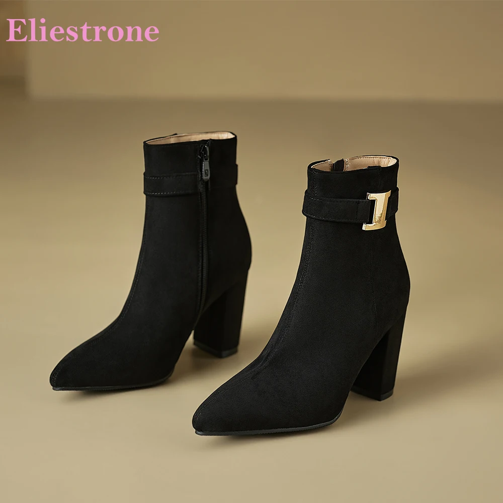 Botines de Mujer Otoño 2026, Sexys, con Tacón Cuadrado Alto, para Oficina, Tallas Grandes y Pequeñas, 10, 32, 44, 46