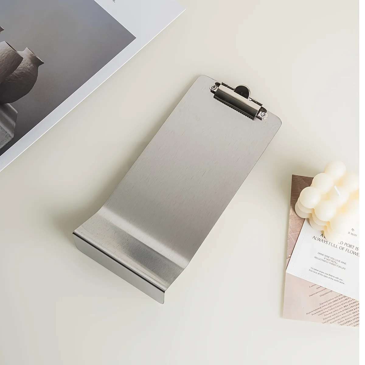Minimalist Stainless Steel Vertical Menu Clip Paper Holder Gold Silver Easy Clean for Coffee Bar Table Banquet  Display Board
