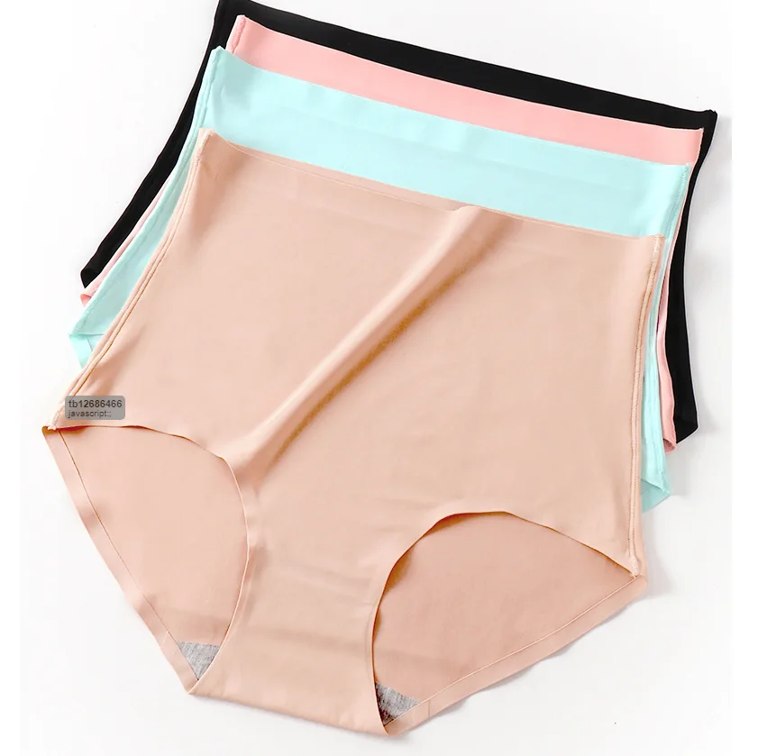 45-100kg Thin Plus Size Silky High Waist Ice Silk Seamless Fat Belly Underwear Women's Summer Lingerie Femme