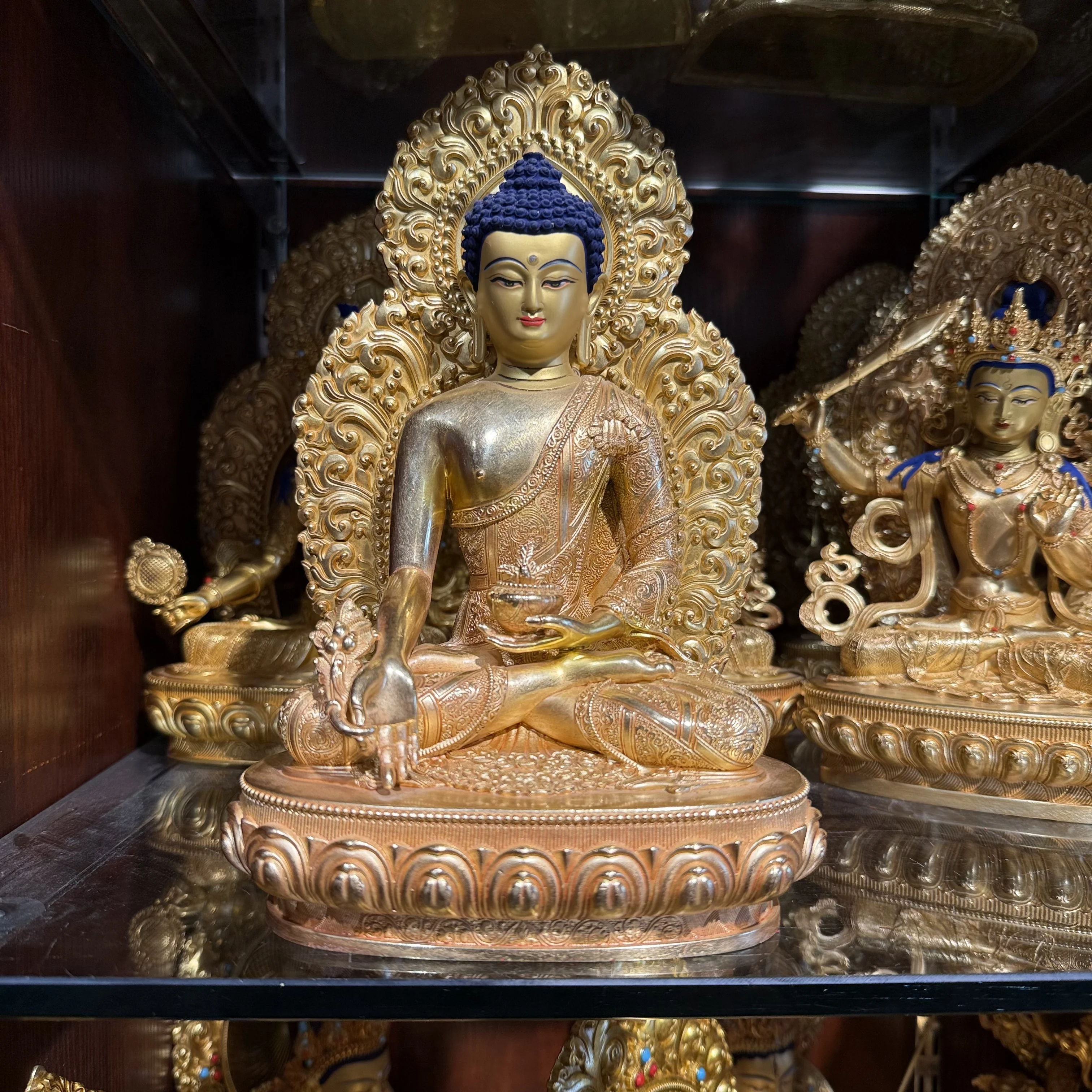 7-дюймовая 10-футовая тибетская тантра Xizang, позолоченная медицина, статуя Будды, орнамент, буддийский зал, бытовая статуя Будды