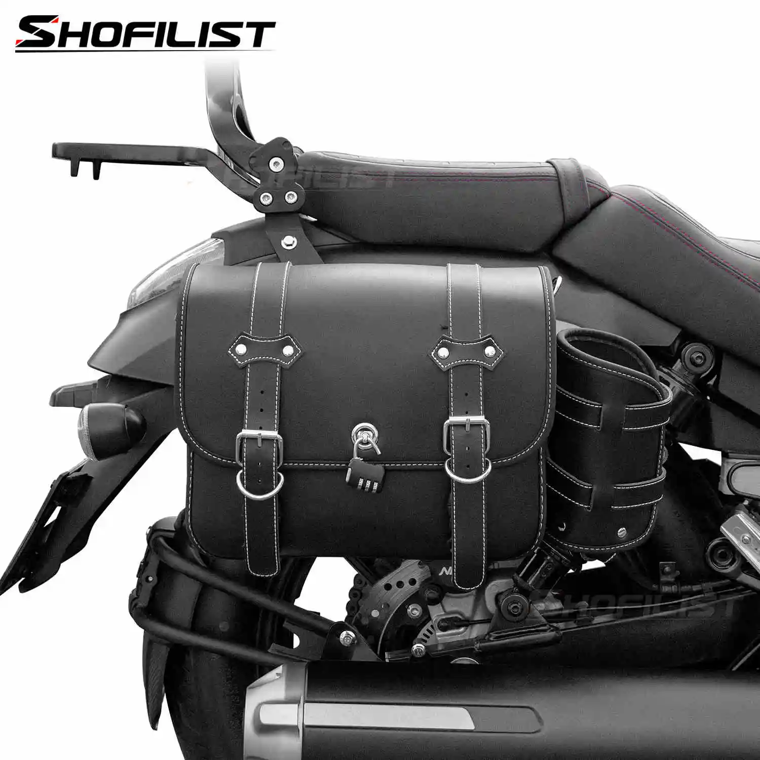 Haojue TR300 Motorcycle Folding Backrest+tailstock Edge Bag+bracket High Carbon Steel Leather Material Motorcycle Backrest 2025