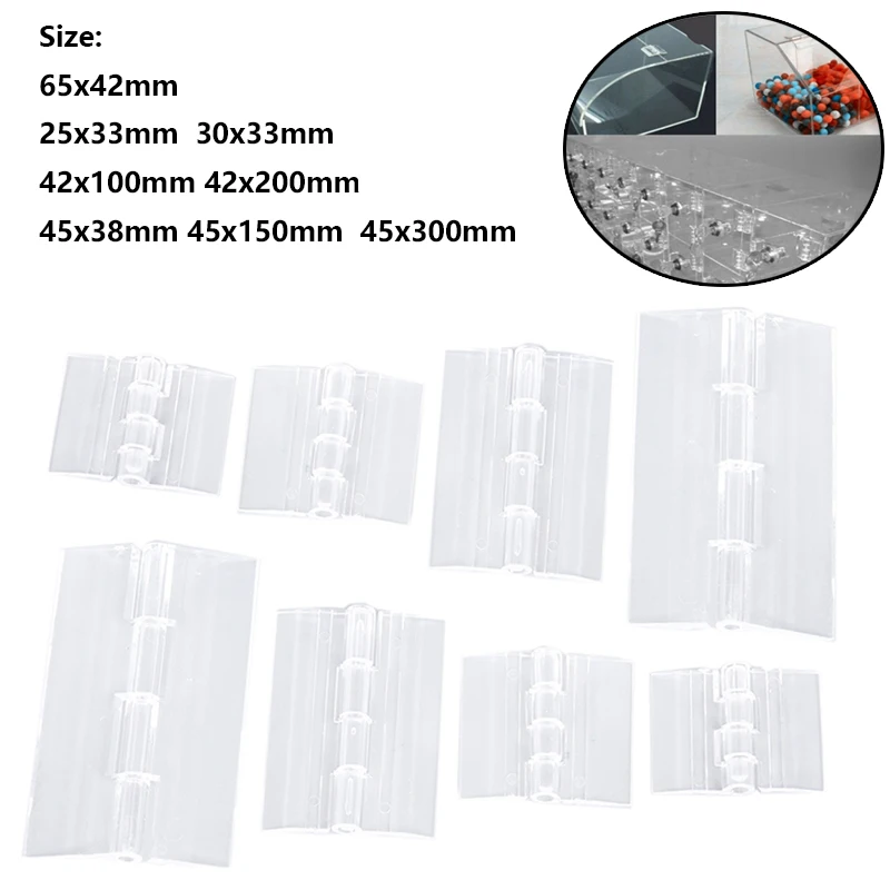 5pcs Clear Transparent Acrylic Plastic Hinge Box Piano Perspex hinge 25x33/30x33/45x38/65x42/42x100/42x200/45x150/45x300mm