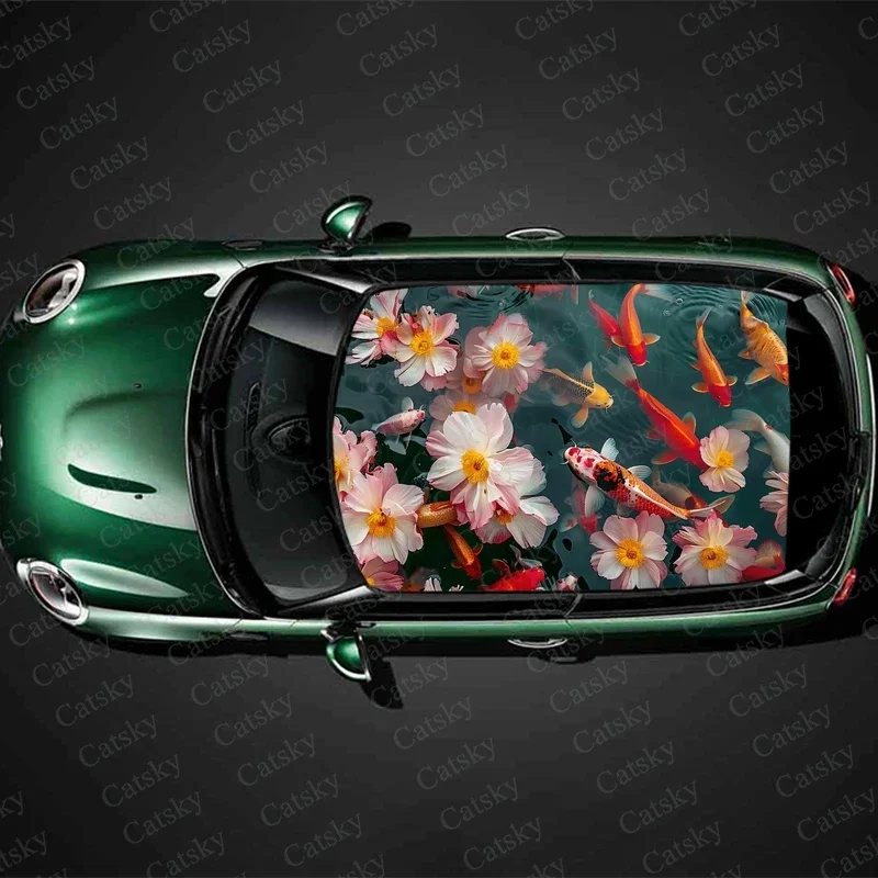 

flower carp animal Car sticker decal roof sunroof decorative sticker vinyl film modified self-adhesive car sticker decal
