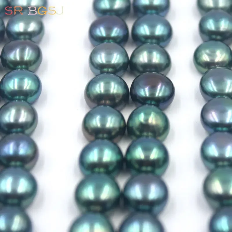 20pcs 4-12mm Black Natural Button Coin Shape Freshwater Pearl Half Drilled Hole Loose diy Earrings Pendant Beads
