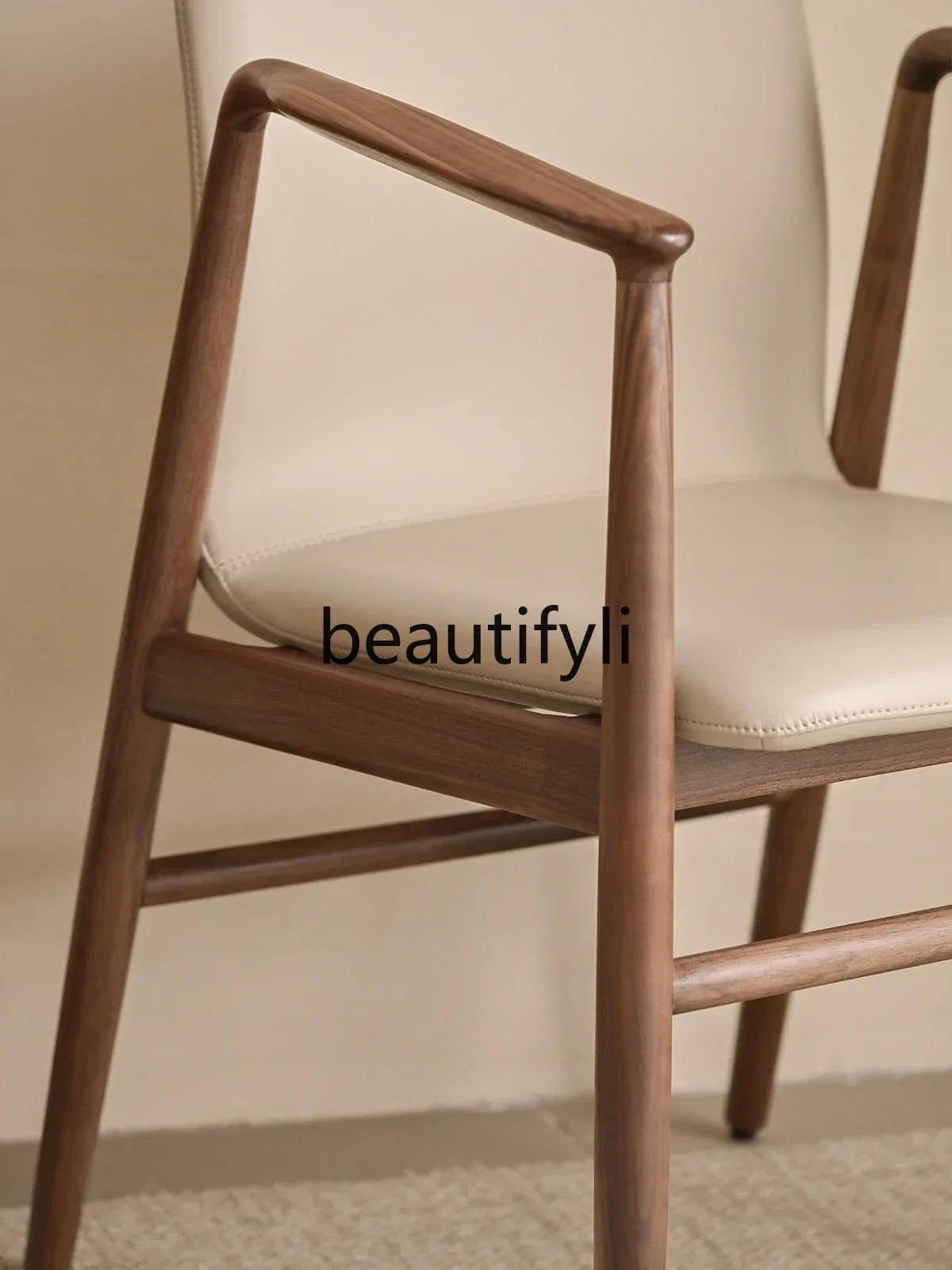 M178 Solid wood black walnut dining chair soft bag back chair, desk armchair sedentary comfortable leather