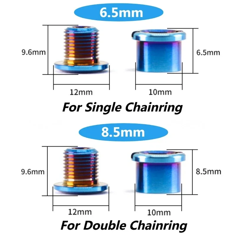 6.5/8.5mm TC4 Titanium Alloy Chainring Bolts Integrated Crankset Mtb Chainwheel Screws Monoplate Cranks Bicycle Dental Plate
