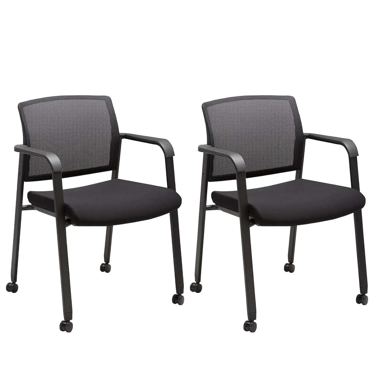 Mesh Back Waiting Room Chair Wheels Fabric Seat Ergonomic Support Stacking Arm Chair Office School Church, Customized