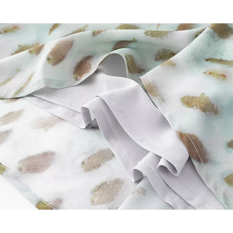 YENKYE 우아한 소녀 짧은 소매 V 넥 프린트 a 라인 미디 여름 드레스 세련된 레이디 홀리데이 가운 파티 드레스