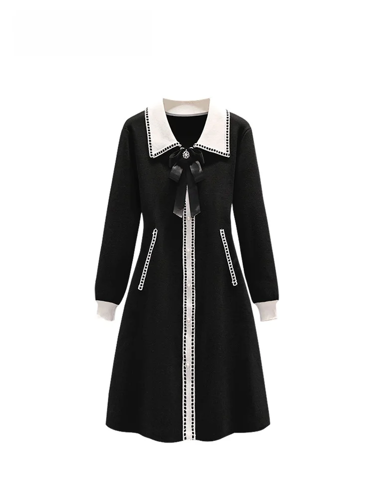 

Faionable Retro Casual Long Sve Dr Women's Autumn Winter New Sle plus Size Sister Ci Commute Polyester Fiber Dr