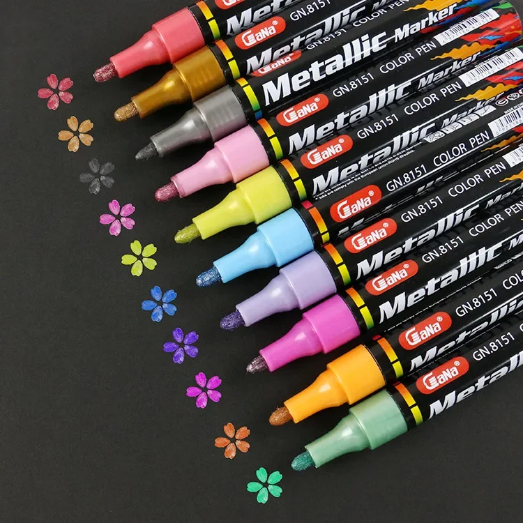 GN Guangna-8151 Color Metal Marker Water-based Black Card Paint Highlight Pen DIY Photo Album Signature Pen 15 Colors