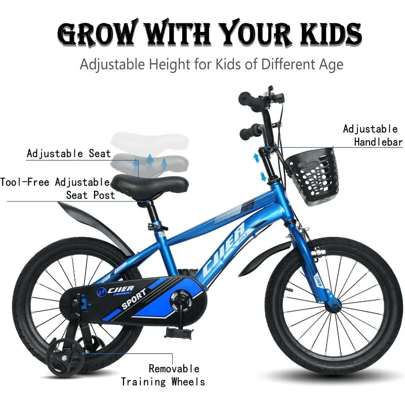 Kids Bike, 14 16 20 Inch Kids' Bicycles with Training Wheels/Kickstand Boys Sports Bicycle Easy Assembly, Multiple Color Option